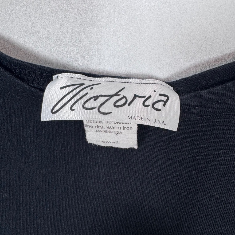 90s Victoria S Hand Paint Floral Shift Mini Dress Black USA Made Artsy Cottage - Picture 4 of 13
